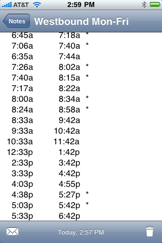 schedule simplenote metra schedules iphone look