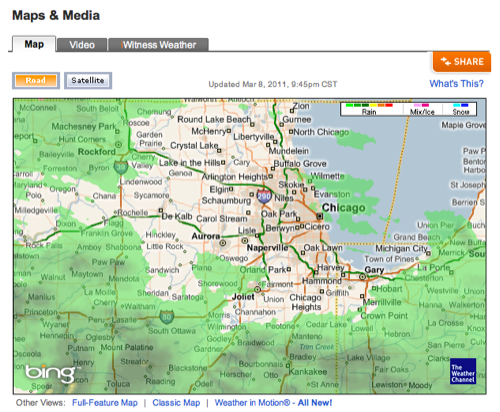 Bing weather map at weather.com