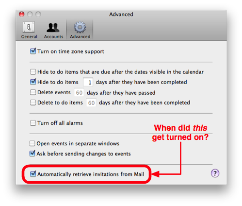 iCal Advanced Preferences