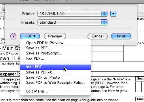 Mail PDF command