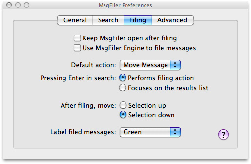 MsgFiler preferences