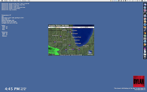 Desktop with weather radar