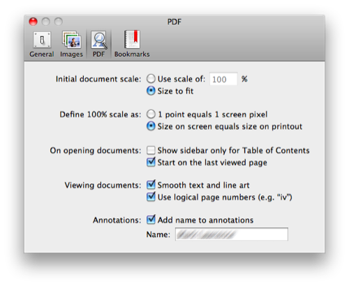Preview PDF preferences