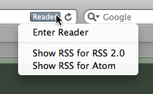 Safari RSS menu