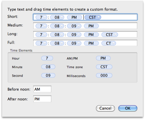 Changing the short time format