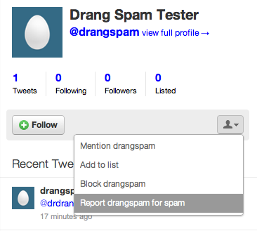 Twitter spam reporting